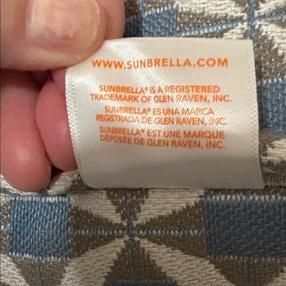 Sunbrella Pair of Geometric Blue and Gray Accent Pillows, Performance Fabric - Picture 4 of 7